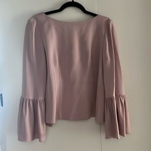 Tibi pale pink tailored top with bell sleeves zipper back detail size 6